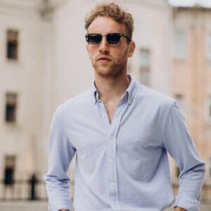 solid shirt blue
